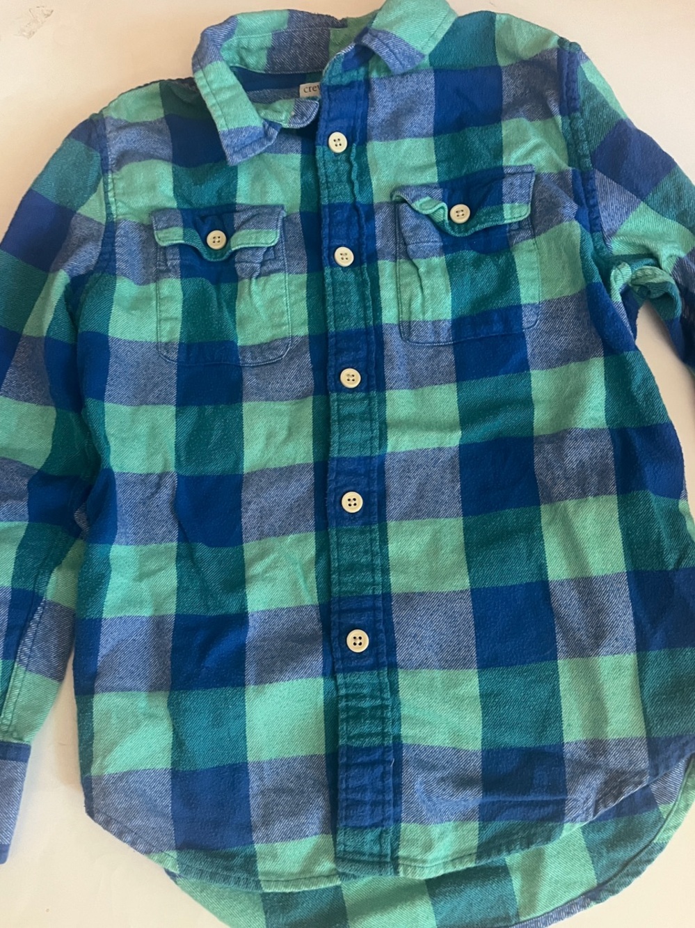 Crewcuts Blue and Teal Plaid Button-Down Shirt